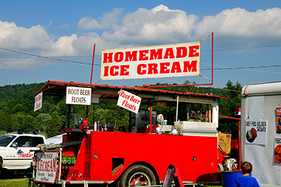 An ice cream truck gets ready to open during the Red Gate Rodeo in Maynardville, TN